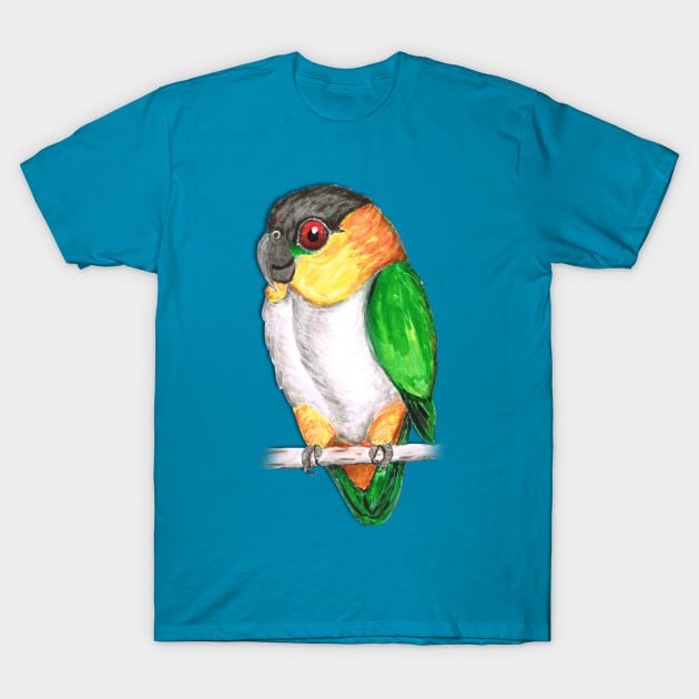 Black headed caique T-Shirt by Bwiselizzy